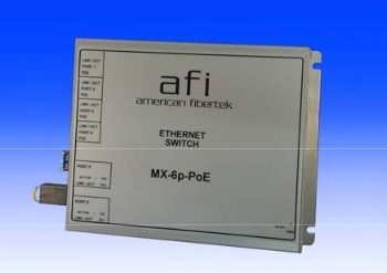 American Fibertek MX-6p-FX-PoE-2HP Unmanaged 6-Port Ethernet Switch, (4) 10/100 PoE af & (2) SFP 100 Ports, No PS, Module