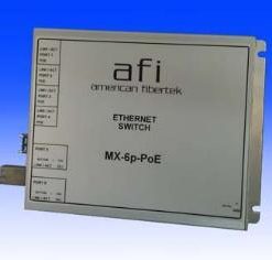 American Fibertek MX-6p-PoE-2HP Unmanaged 6-Port Ethernet Switch, (4) 10/100 PoE af & (2) SFP 1000 Ports, No PS, Module
