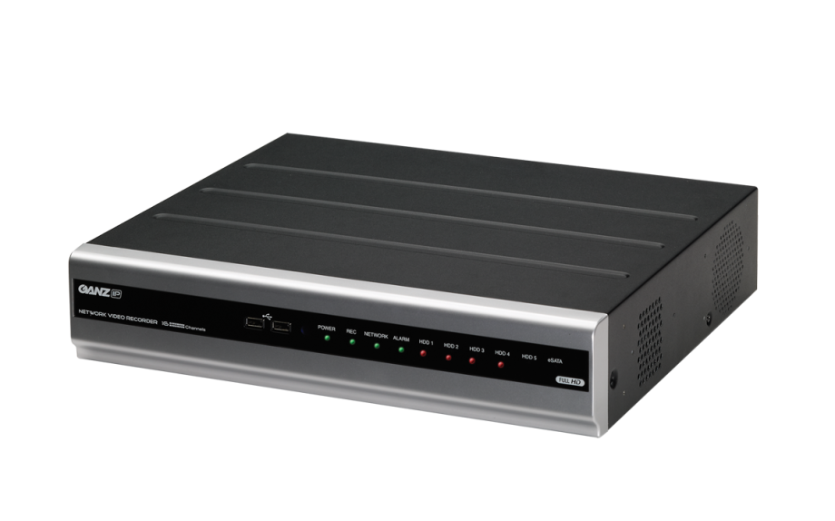 Ganz NR16H-12TB 16 Channel-480 fps @ 1080p, 2U, 5 HDD slots, 8 Ch Internal & 8 Ch external POE Hub, 12TB HDD