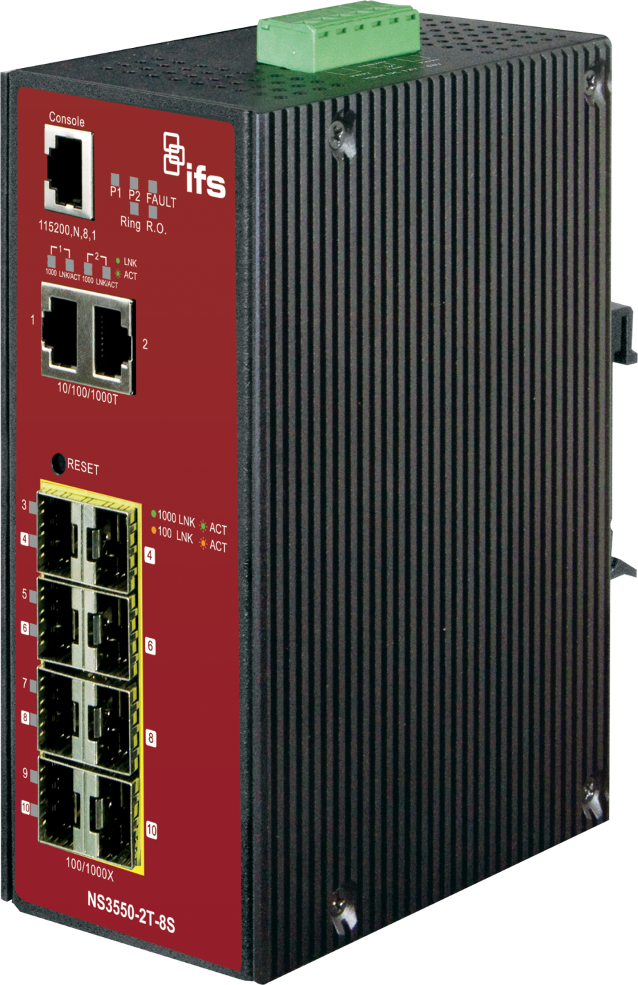 GE Security Interlogix NS3550-2T-8S 8+2 Industrial Gigabit Fiber Managed Switch