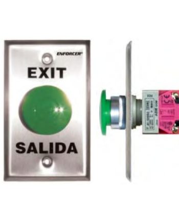 Seco-Larm SD-7201GAPT1Q 1½” Green Mushroom-Cap Button, “EXIT” And “SALIDA” Printed On Plate