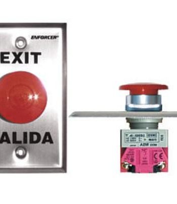 Seco-Larm SD-7201RCPE1Q 1½” Red Mushroom-Cap Button, “EXIT” And “SALIDA” Printed On Plate