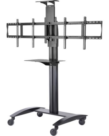 Peerless-AV SR555M Video Conference Cart with Metal Shelf for Two 40″ to 55″ Displays