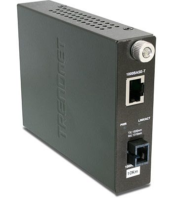 TRENDnet TFC-1000S10D3 Intelligent 1000Base-T to 1000Base-LX Dual Wavelength Single Mode SC Fiber Converter