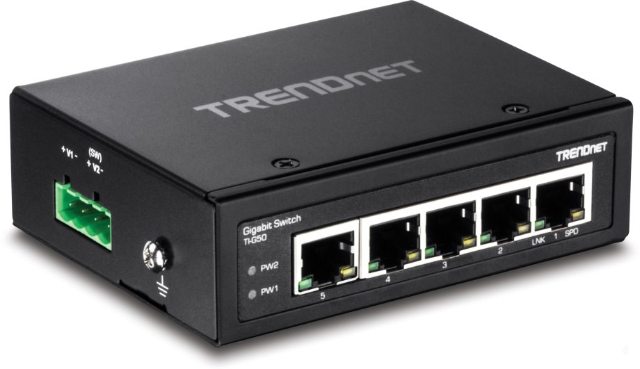 TRENDnet TI-G50 5-Port Hardened Industrial Gigabit DIN-Rail Switch