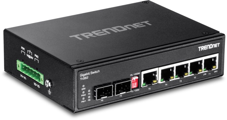 TRENDnet TI-G62 6-Port Hardened Industrial Gigabit DIN-Rail Switch