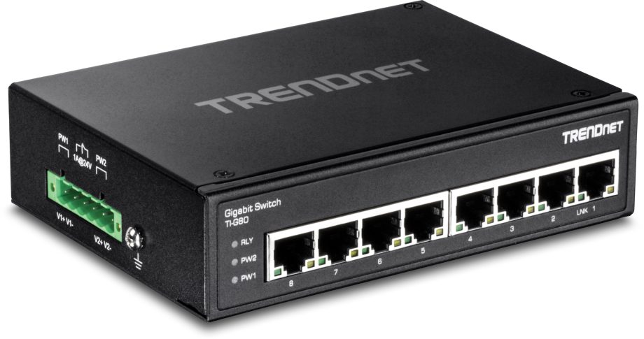 TRENDnet TI-G80 8-Port Hardened Industrial Gigabit DIN-Rail Switch