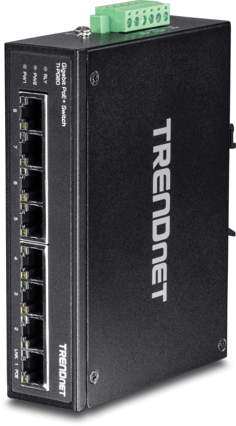 TRENDnet TI-PG80 8-Port Hardened Industrial Gigabit PoE+ DIN-Rail Switch