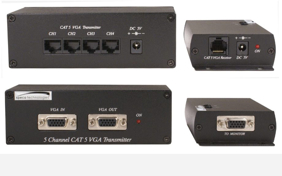 Speco VGADISTK5 VGA Monitor Dist Amp, 1 Input to 5 Outputs Over CAT5E
