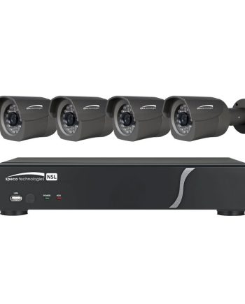 Speco ZIPL4B1 4 Channel NVR with 4 Channel Built-In PoE, 1TB, 4 Full HD 1080p Outdoor IR Bullet Cameras