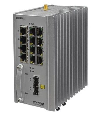 Comnet RLGE2FE16R-S-11-28P-CNA RLGE2FE16R with 2 × 100/1000 FX SFP, 8 × 10/100 TX PoE+, 4G LTE Cellular Modem, NA Bands
