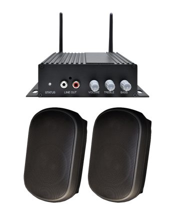 Speco AACEK1B a-live Kit with a-live Amplifier and 5′ 8 Ohms Indoor/Outdoor Speakers, Black