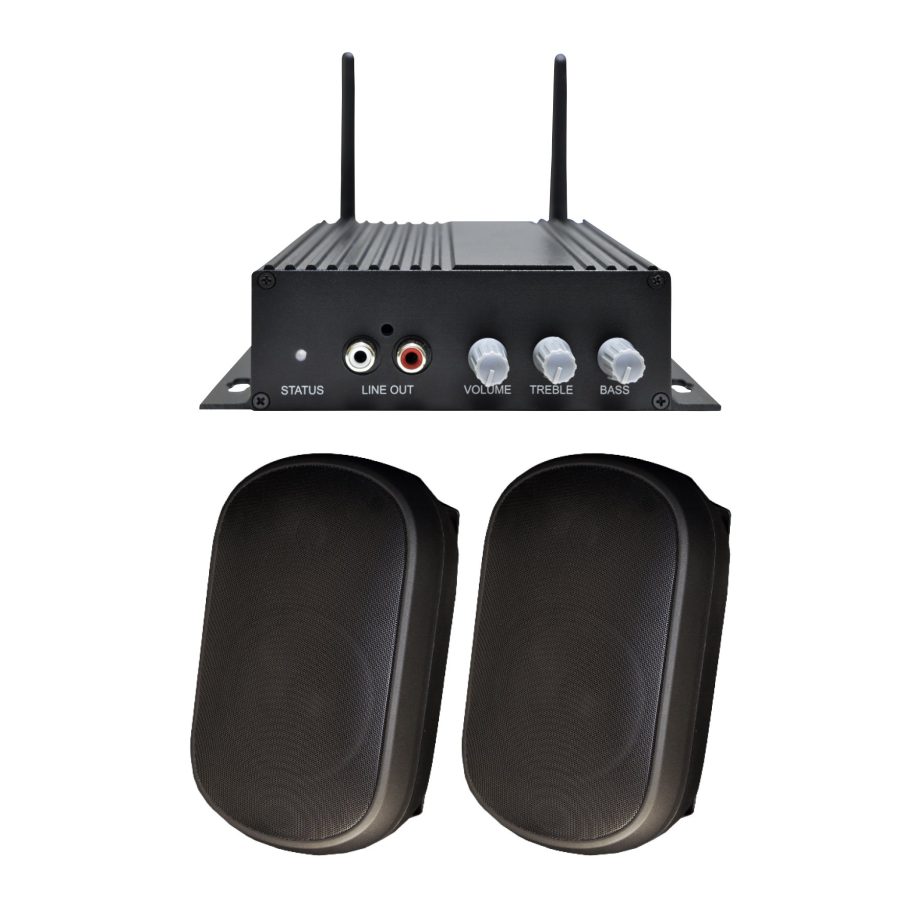 Speco AACEK1B a-live Kit with a-live Amplifier and 5′ 8 Ohms Indoor/Outdoor Speakers, Black