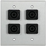 West Penn AL239CL 2 Gang Anodized Aluminum Wall Plate with 4 NL4MP