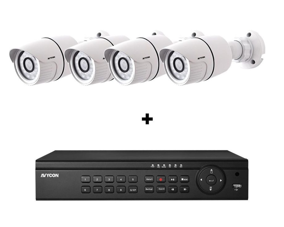 Avycon AVK-HN41B4-2T 4 Channel NVR, 2TB with 4 x 4MP H.265 Outdoor Bullet Cameras