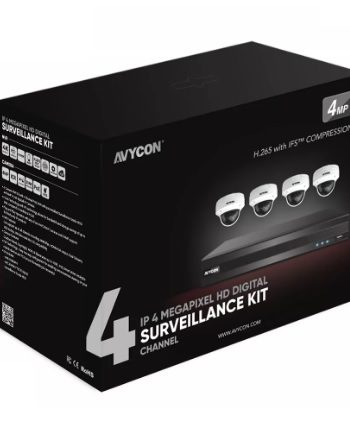 Avycon AVK-HN41V4-1T 4 Channel PoE 4K NVR, 1TB HDD with 4 x 4 Megapixel IR Vandal Dome Cameras, 3.6mm Lens
