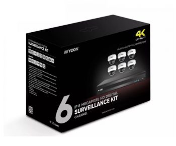 Avycon AVK-HN81V6-3T 8 Channel PoE 4K NVR, 3TB HDD with 6 x 8 Megapixel IR Vandal Dome Cameras, 3.6mm Lens