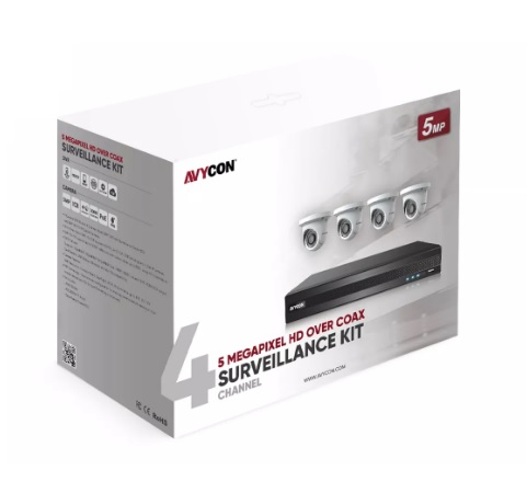 Avycon AVK-TA51E4-1T 4 Channel DVR, 1TB HDD with 4 x 5 Megapixel IR Turret Dome Cameras, 3.6mm Lens