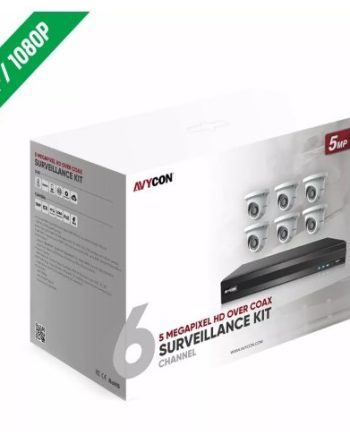 Avycon AVK-TA51E6-2T 8 Channel DVR, 2TB HDD with 6 x 5 Megapixel IR Turret Dome Cameras, 3.6mm Lens