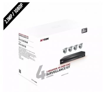 Avycon AVK-TL91E4-2-8-1T 4 Channel DVR, 1TB HDD with 4 x 2.1 Megapixel IR Turret Dome Cameras, 2.8mm Lens