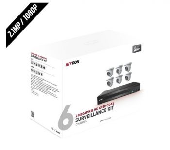 Avycon AVK-TL91E6-2-8-2T 8 Channel DVR, 2TB HDD with 6 x 2.1 Megapixel IR Turret Dome Cameras, 2.8mm Lens