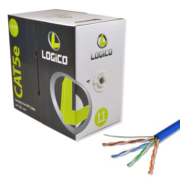 LOGICO C5EU2303 Cat5E UTP Cable 350Mhz 24Awg CMR Riser 1000Ft Blue