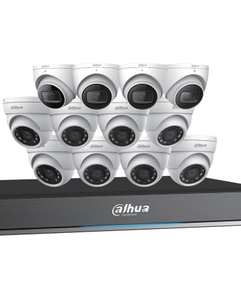 Dahua C7168E124 Eight 8×5 Megapixel and Four 4K HD-CVI Eyeball Cameras with One (1) 16 Channel 4K HDCVI DVR, No HDD