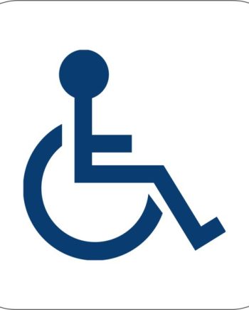 Camden Door Controls CM-25-2 Narrow Push Plate Switch, Vertical Mounting, ‘WHEELCHAIR’ Symbol, Blue Graphic