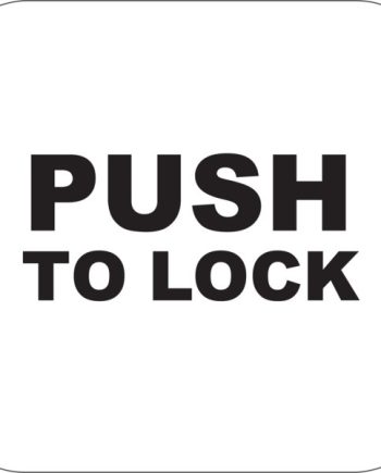 Camden Door Controls CM-25-8 Narrow Push Plate Switch, Vertical Mounting, ‘PUSH TO LOCK’, Black Text