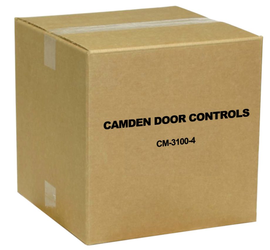 Camden Door Controls CM-3100-4 Narrow Faceplate, Spring Return Button, N/O, Momentary, ‘WHEELCHAIR’ Symbol and ‘PUSH TO OPEN’, Black Text