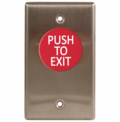 Camden Door Controls CM-420RPTE Single Gang, N/O and N/C Contacts, Red Button, ‘Push to Exit’ Engraved on Button