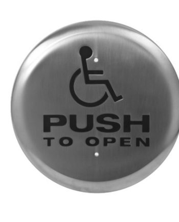 Camden Door Controls CM-60-4 6″ Round Push Plate Switch, ‘WHEELCHAIR’ Symbol and ‘PUSH TO OPEN’, Blue