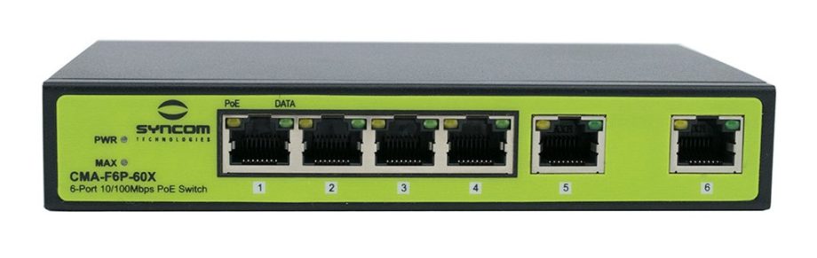 Syncom CMA-F6P-60X 4 Port Fast Ethernet PoE Switch with 2 Port Fast Ethernet Uplinks