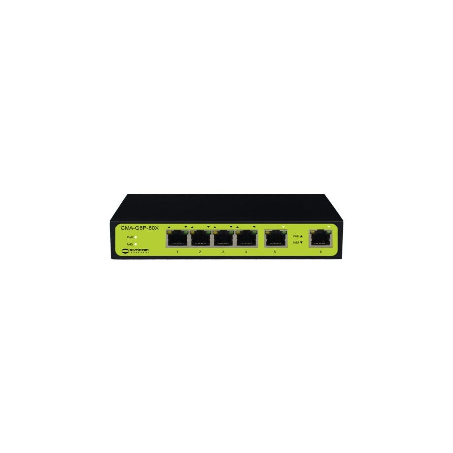 Syncom CMA-G6P-60X 4 Port Gigabit Ethernet PoE Switch with 2 port Gigabit Uplinks