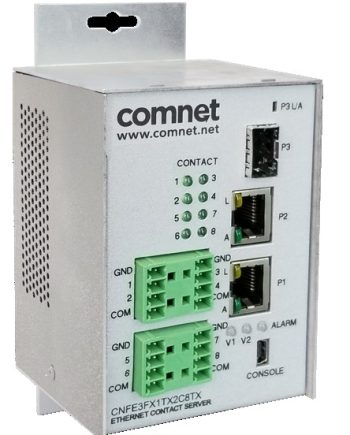Comnet CNFE3FX1TX2C4DX-M Industrially Hardened 10/100 Mbps, 3 Port Intelligent Ethernet Switch with Integrated Contact Closure Server