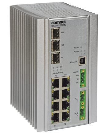 Comnet CNGE11FX3TX8MSPoEHO Industrially Hardened 11 Port Gigabit Managed Ethernet Switch