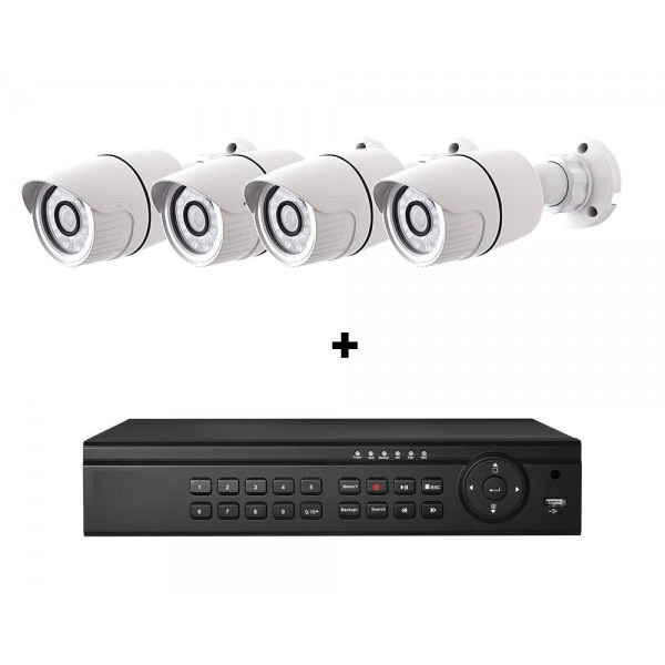 Cantek Plus CTPK-NH41B4-2T 4 Channel NVR, 2TB with 4 x 4MP H.265 Outdoor Bullet Cameras