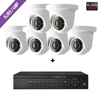 Cantek Plus CTPK-NH41E6-4T 8 Channel NVR, 4TB with 6 x 4MP H.265 Outdoor Eyeball Cameras