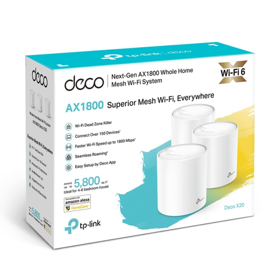 TP-Link Deco-X20-3-Pack AX1800 Whole Home Mesh Wi-Fi System, 3 Pack