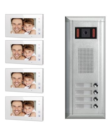 NY Wholesale Intercom DK4741MG Four Apartment Kit with Four 7″ Memory Monitor