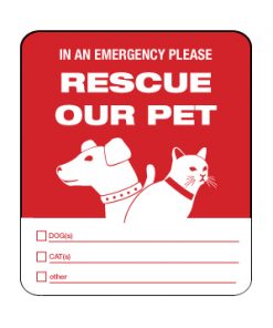 Maxwell DY-150 Pet Rescue Decal – 3.5 x 4 – Outside Mount, Red & White (100 pk)