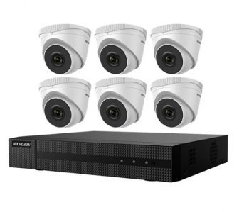 Hikvision EKI-Q82T26 Kit Includes Six 2 Megapixel Outdoor Turret Cameras, 2.8mm lens with One 8 Channel NVR with PoE, 2TB - 6-camera-security-systems