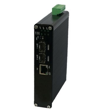 American Fibertek ET1222PpH-S-DR Hardened Self-Configured 1-port 10/100/1000Base-TX(PoE+) + 2-port 1000Base-FX SFP Ethernet Switch