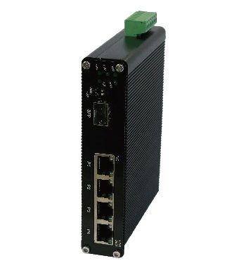American Fibertek ET4111PpH-S-DR Hardened 4-port 10/100Base-TX (PoE+) + 1-port 100Base-FX SFP Secured Network Switch