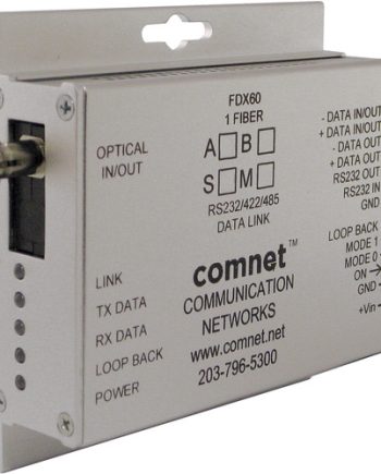 Comnet FDX60M1BM Small Size RS232/422/485 2 & 4W Bi-directional Universal Data Transceiver, mm, 1 Fiber