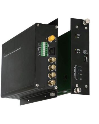 American Fibertek FT410DBE-SMT 4 Channel Video with 1 Channel Bidirectional Data & 10/100 Mbps Ethernet Transceiver, Multi-Mode