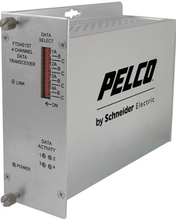Pelco FTD4S1ST 4 Channel ST Fiber Transmitter Bidirectional Data, Single Mode