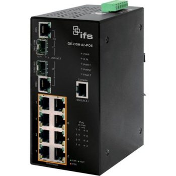 Interlogix GE-DSH-82-POE 8-Port 10/100+2 GigE TP/SFP Industrial Full PoE Managed Switch