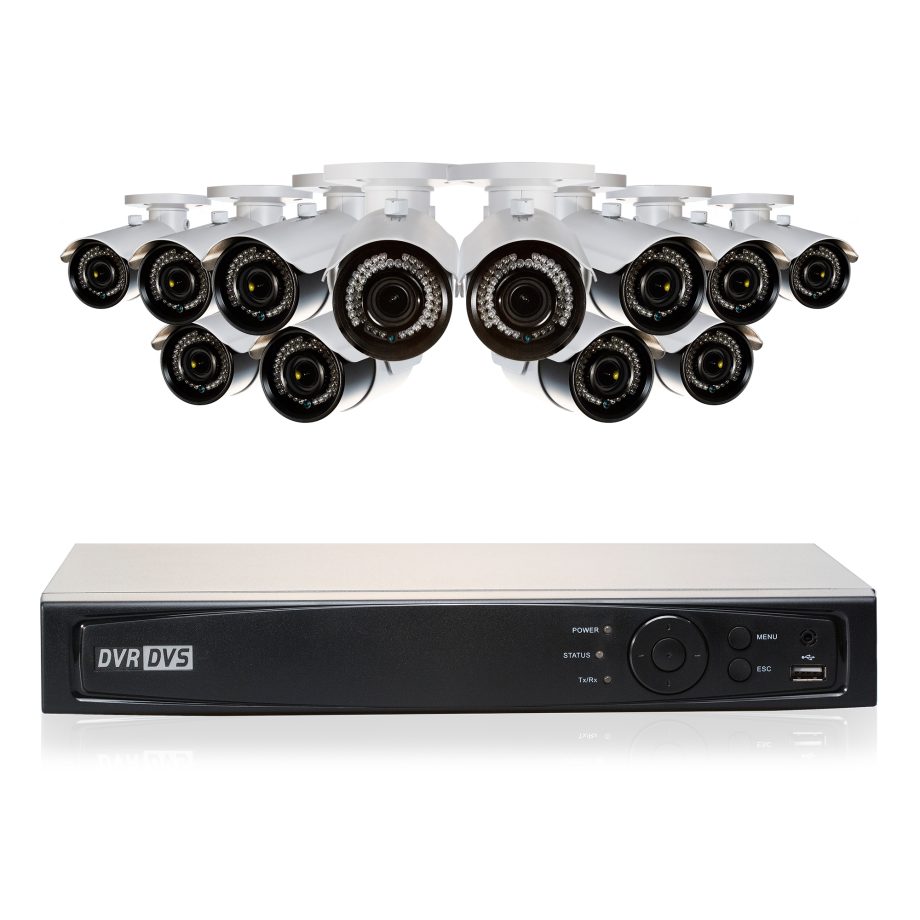 Cantek GR12B4TB Guardian 12 Camera Outdoor HD TVI 2 Megapixel Bullet Security Camera System with Varifocal lenses, 164 Ft. IR