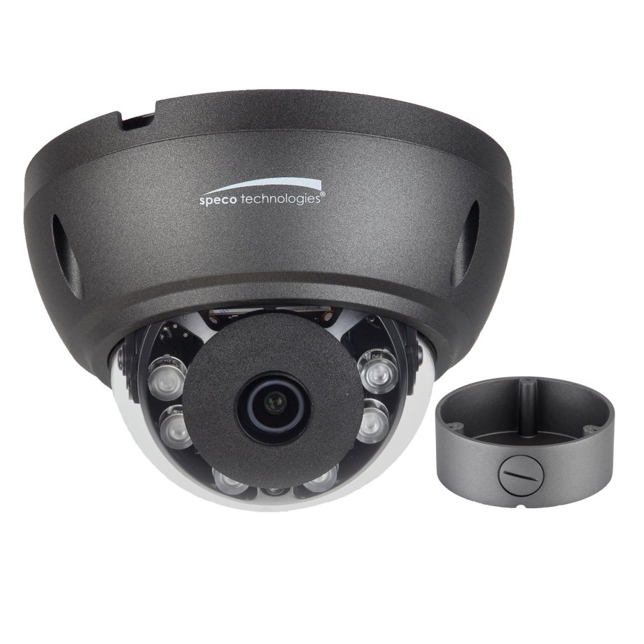 Speco HTD8TG 4K HD-TVI Vandal Dome Camera with Junction Box, 2.8mm Fixed Lens, Dark Gray Housing